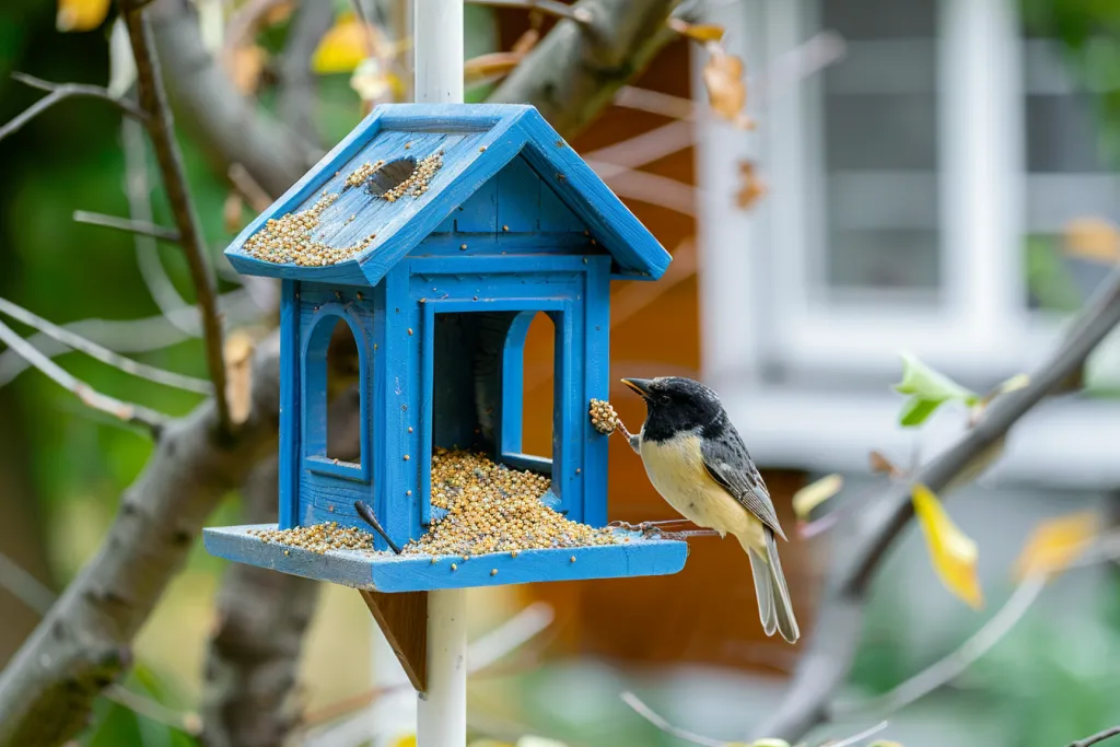 The bird feeder with self meal station