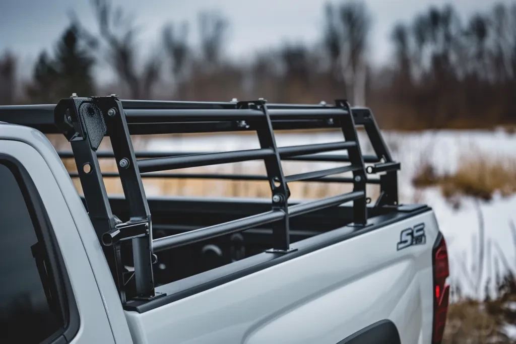 The truck bed rack is mounted