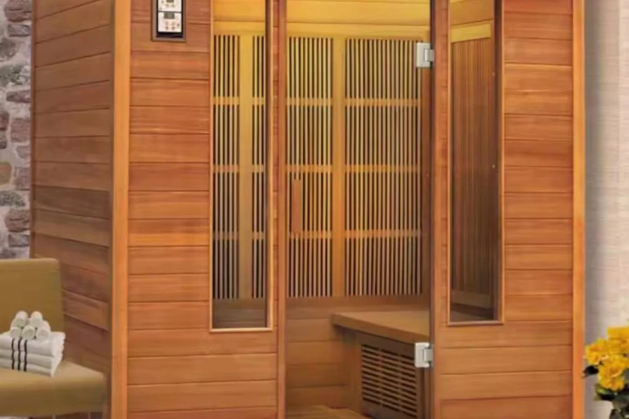 Two-person cedar wood far-infrared sauna