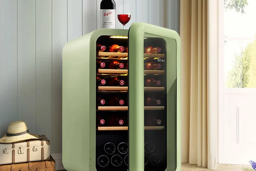 Vintage 49 şişeli tek bölgeli kompresörlü şarap buzdolabı