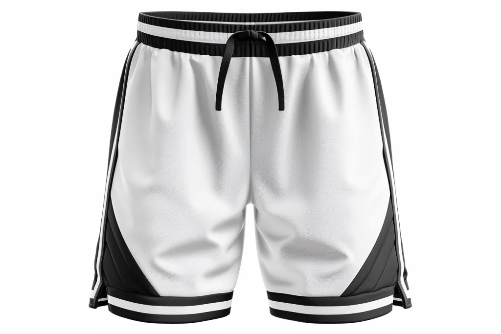 Shorts esportivos brancos e pretos