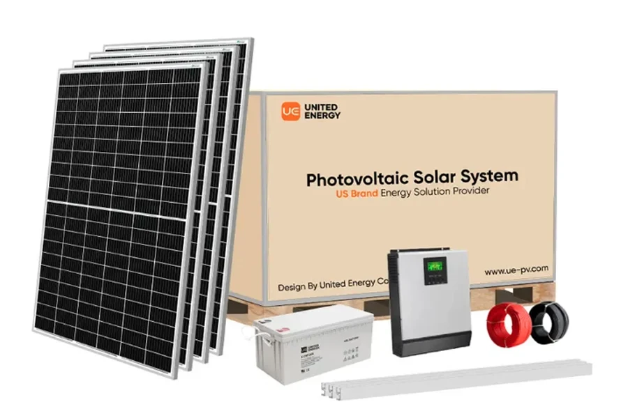 a complete hybrid solar system showing solar PV panels