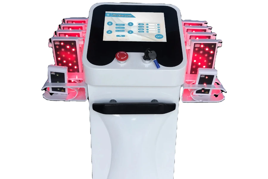 A high-tech laser lipolysis machine on a white background