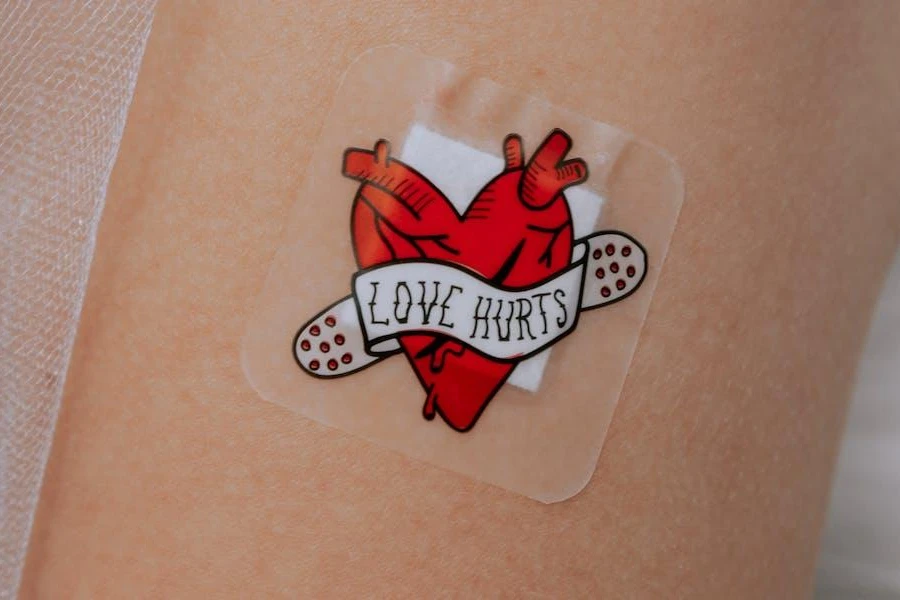 A small heart-shaped sticker