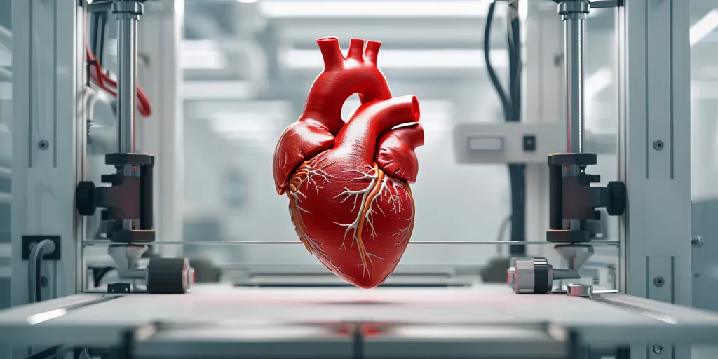 Rendering 3D di un cuore in fase di stampa