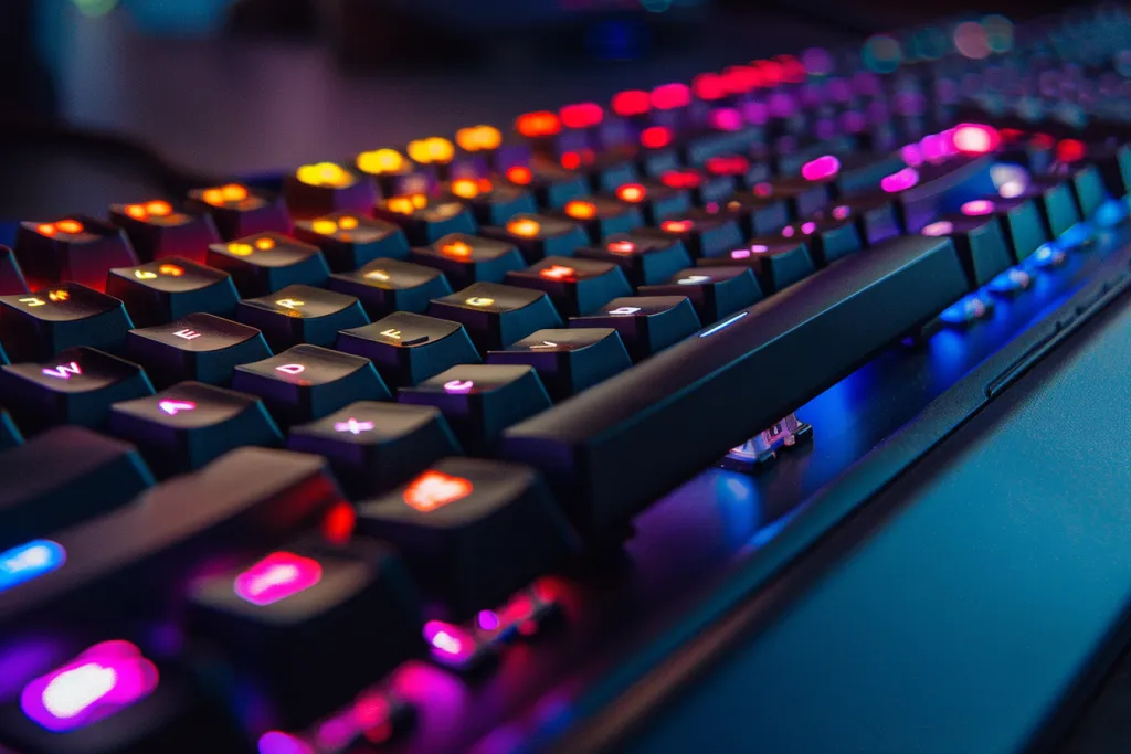 Um teclado para jogos com luz de fundo