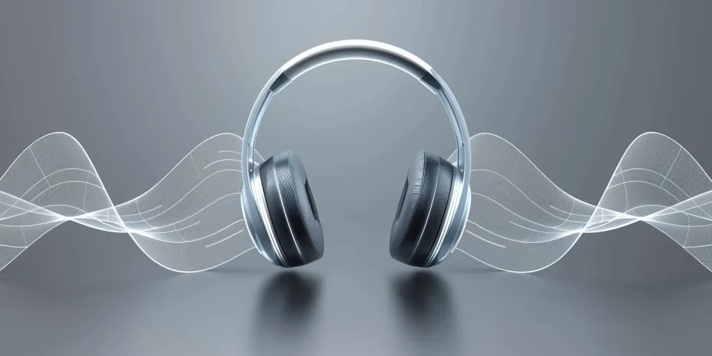رسم بياني لموجات صوتية تخرج من غطاء الأذن ومن الأمام