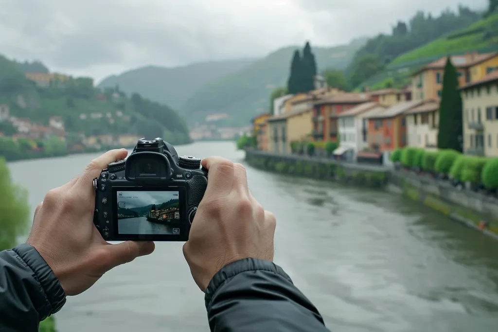 A person holding an expensive camera