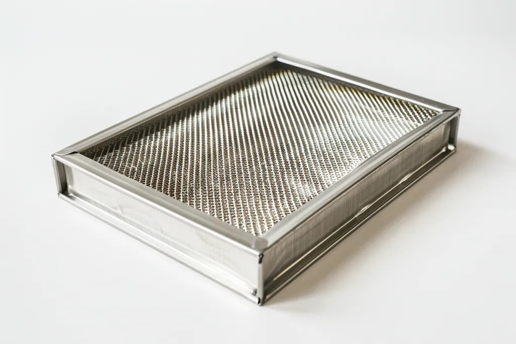 A rectangular HEPA filter with an open frame design