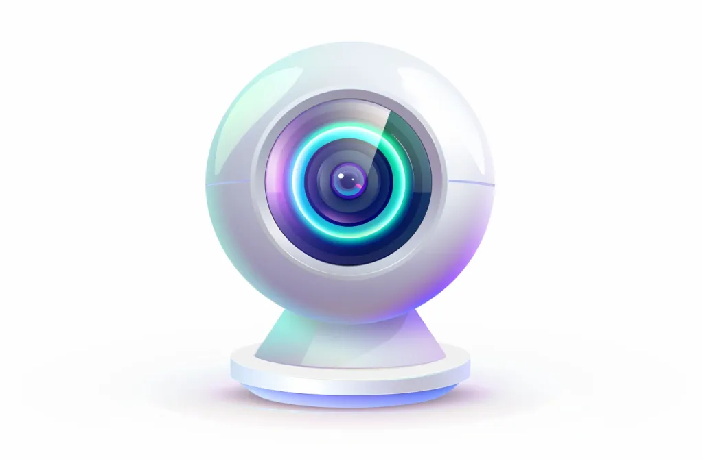 Una semplice icona bianca di una webcam