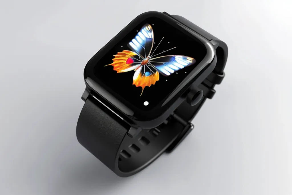 A smart watch with black body