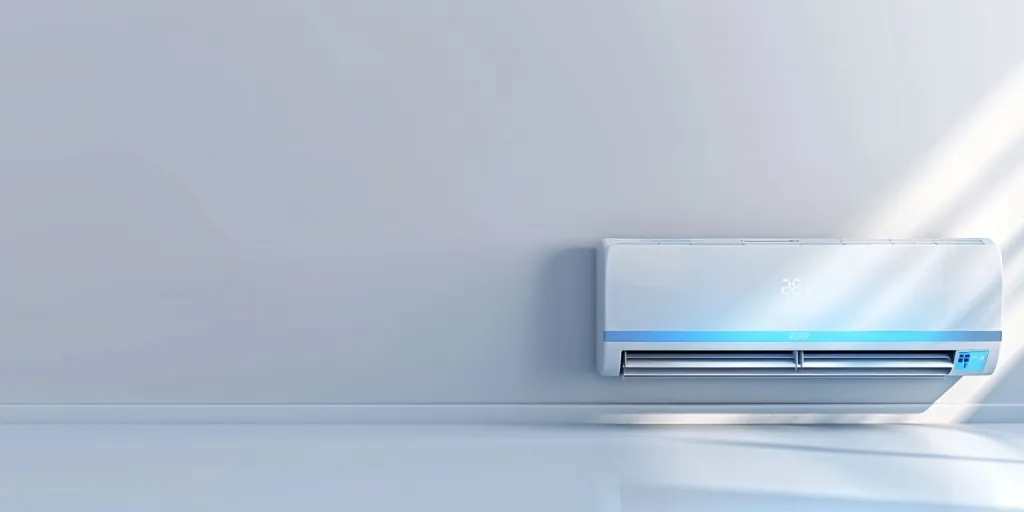 A white air conditioner with an open door