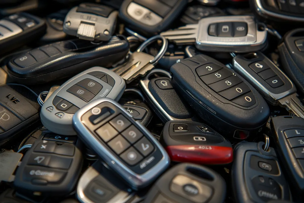 Une pile de clés de voiture utilisées