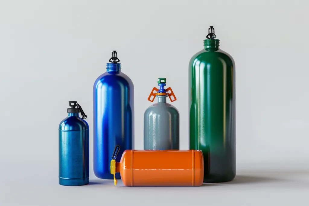 A set of different colored cylinders