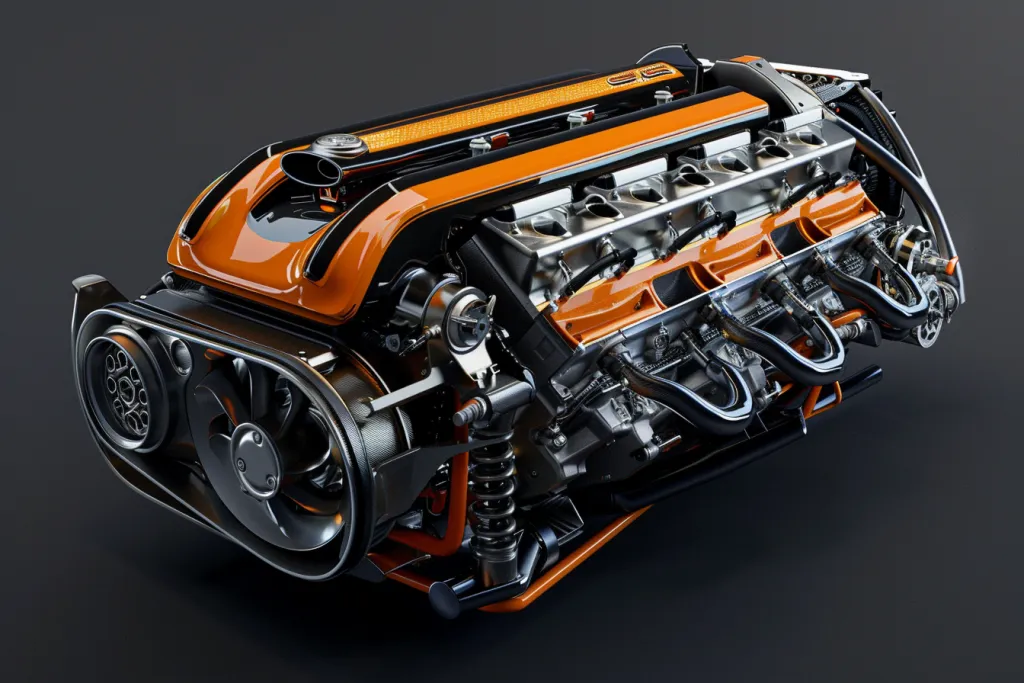a picture shows orange LS engine