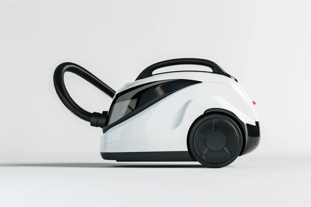 White vacuum cleaner with black details