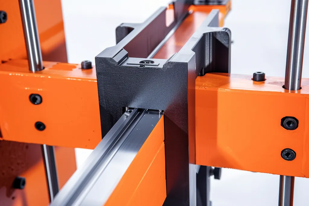 photo of an orange band saw for metal