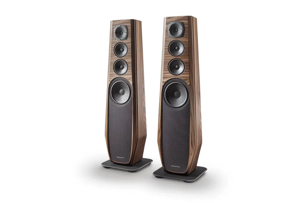 floor standing speakers in walnut wood