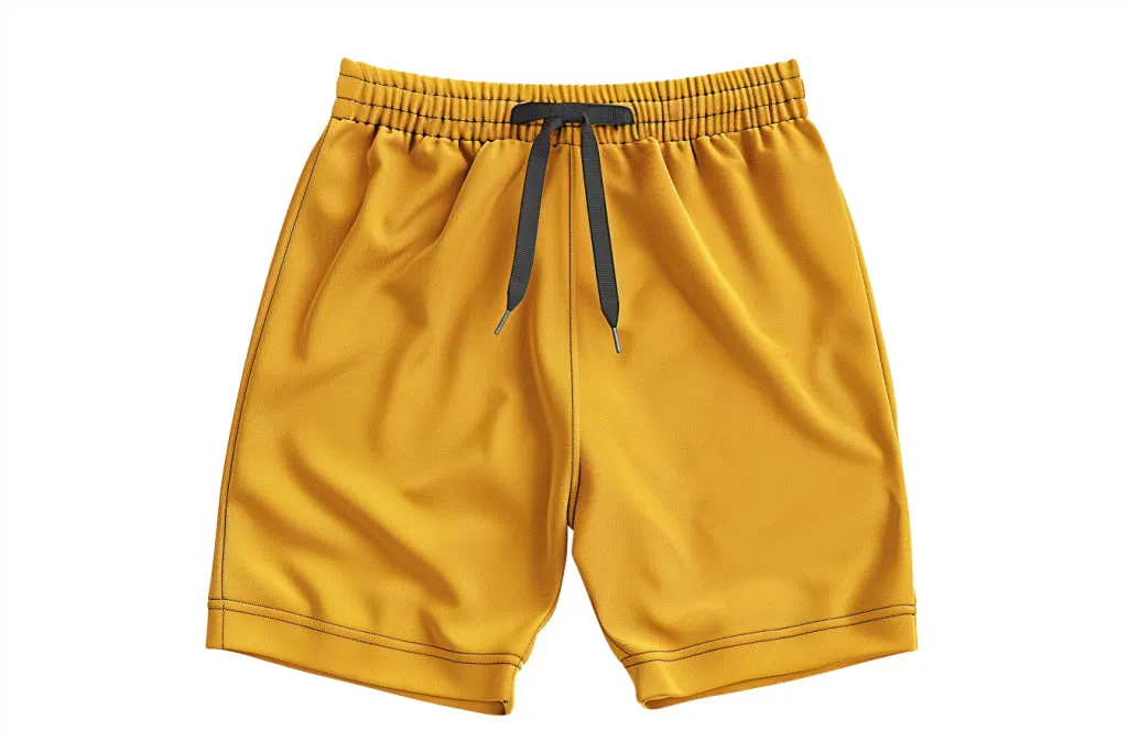 shorts esportivos amarelos dourados