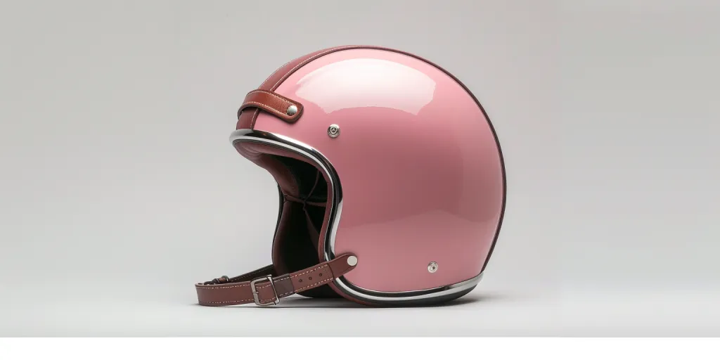 setengah helm berwarna merah muda