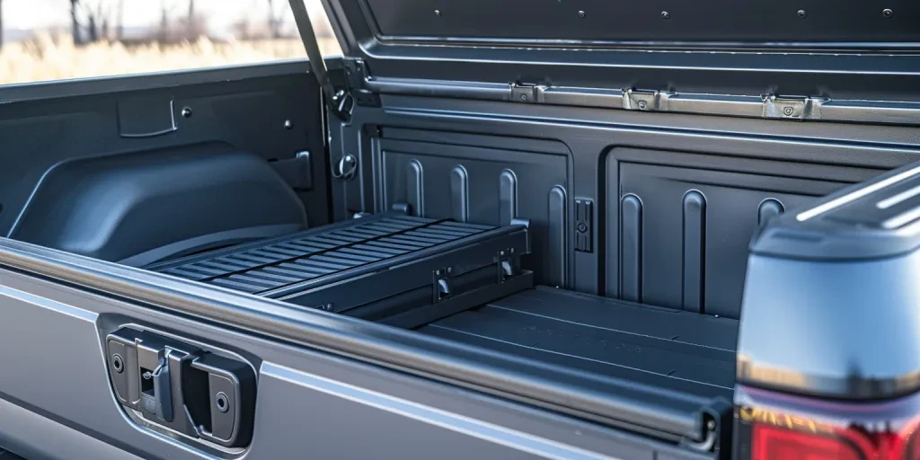 has an open tailgate with the top opened on one side