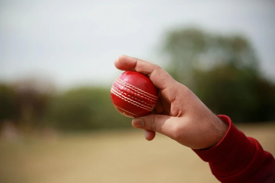 sostener una pelota de cricket