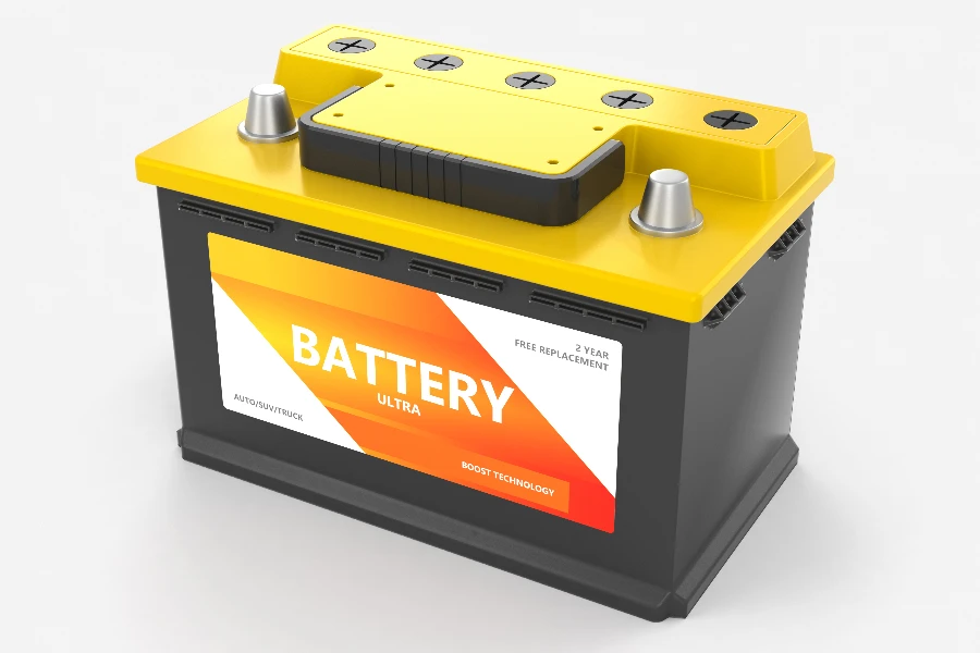 una batteria per auto gialla