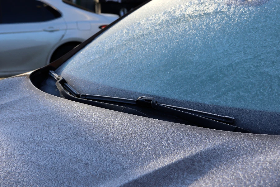 A car with a frozen windshield
