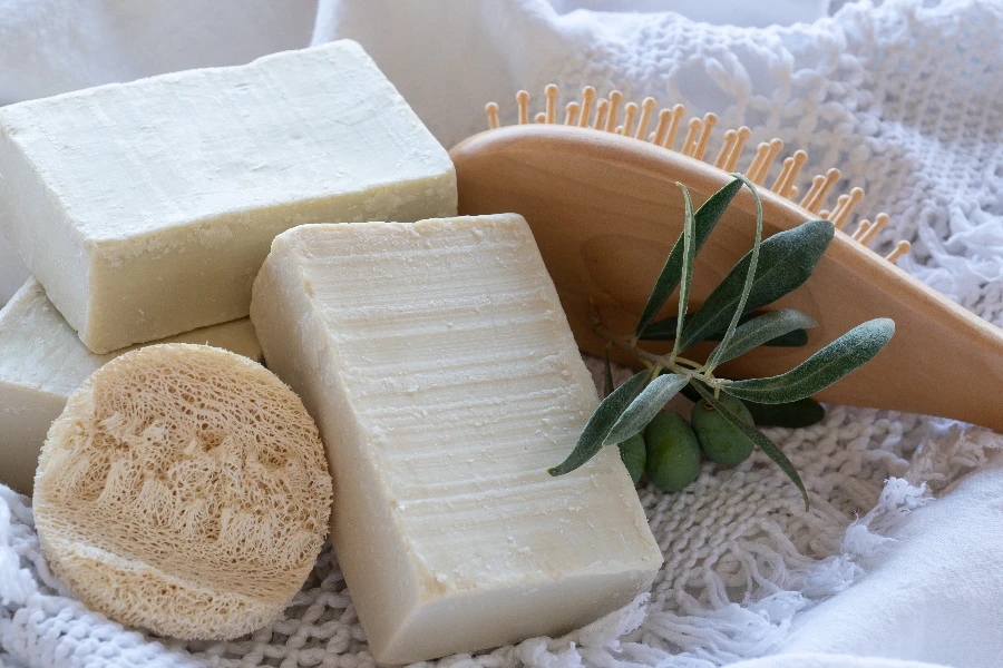 Organic natural handmade soap bars based on olive oil
