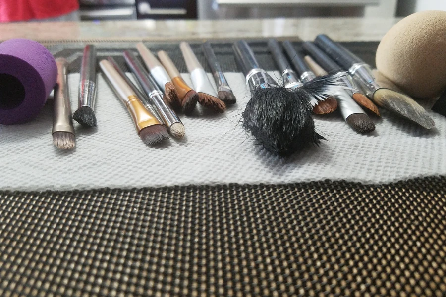 Washed makeup brushes
