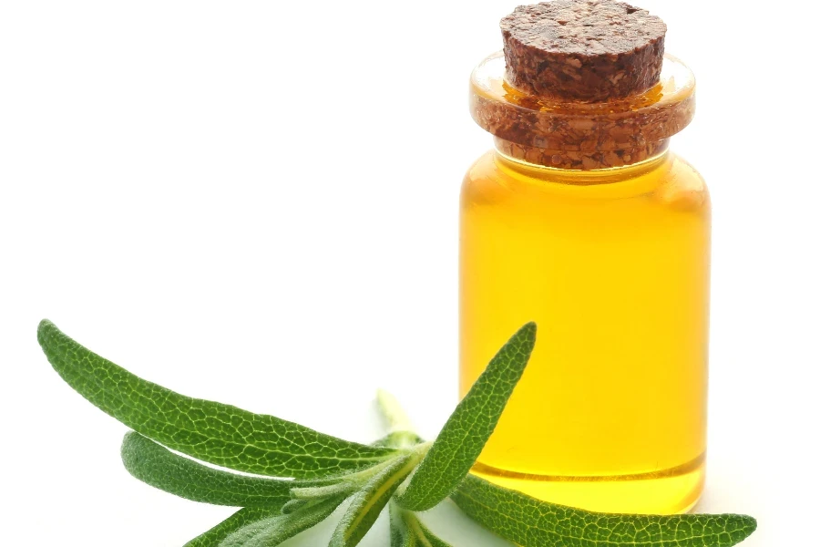 Fresh organic rosemary with essential oil
