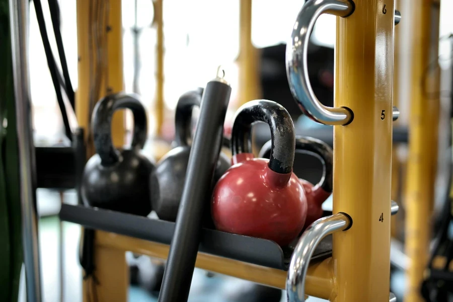 Set of different kettlebells