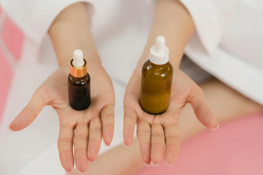 A Person with Glass Bottles on It's Palms