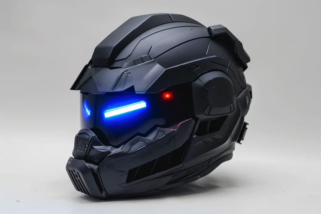 capacete de motociclista preto fosco com máscara
