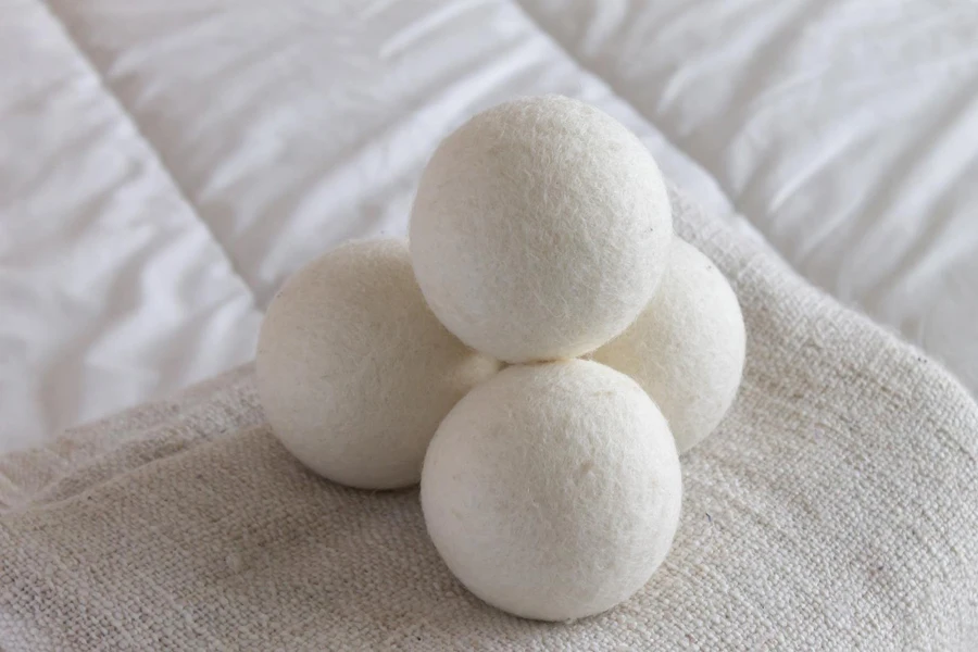 stack of wool dryer balls