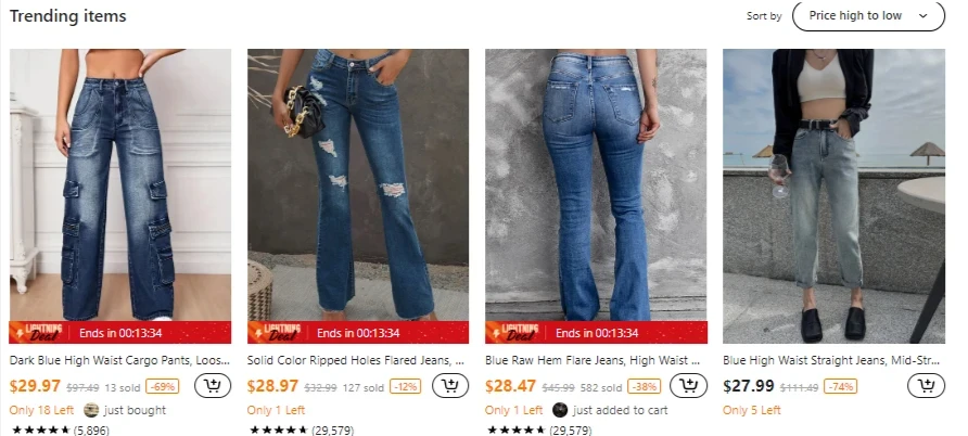 Temu Jeans am höchsten