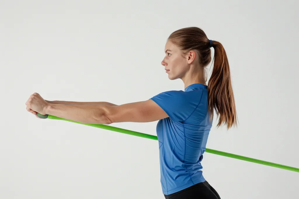 femme faisant des boucles de biceps avec une barre verte