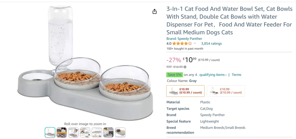 3-in-1 Katzenfutter- und Wassernapf-Set