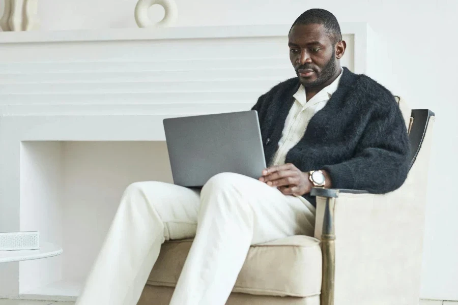 A Businessman Working on His Laptop