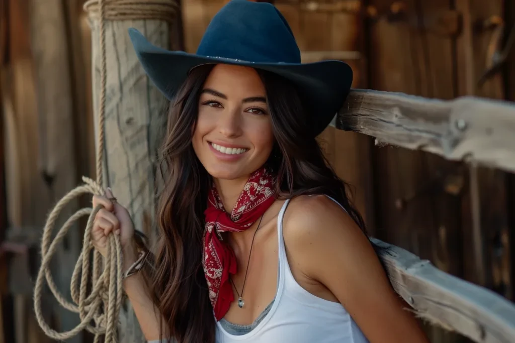 A beautiful woman with long dark brown hair