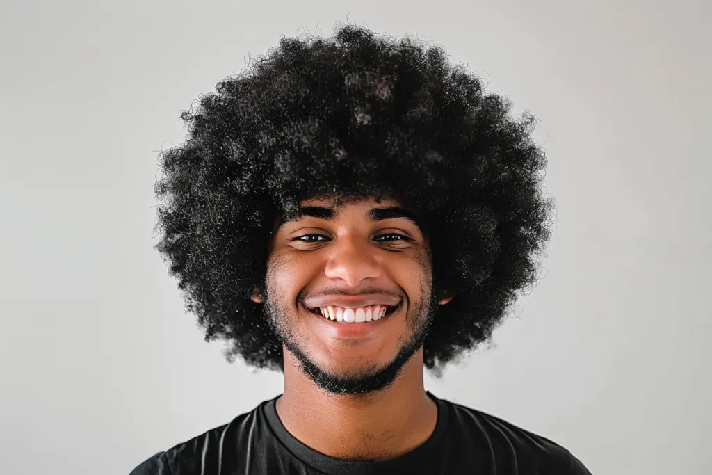 Una peluca negra con estilo afro.