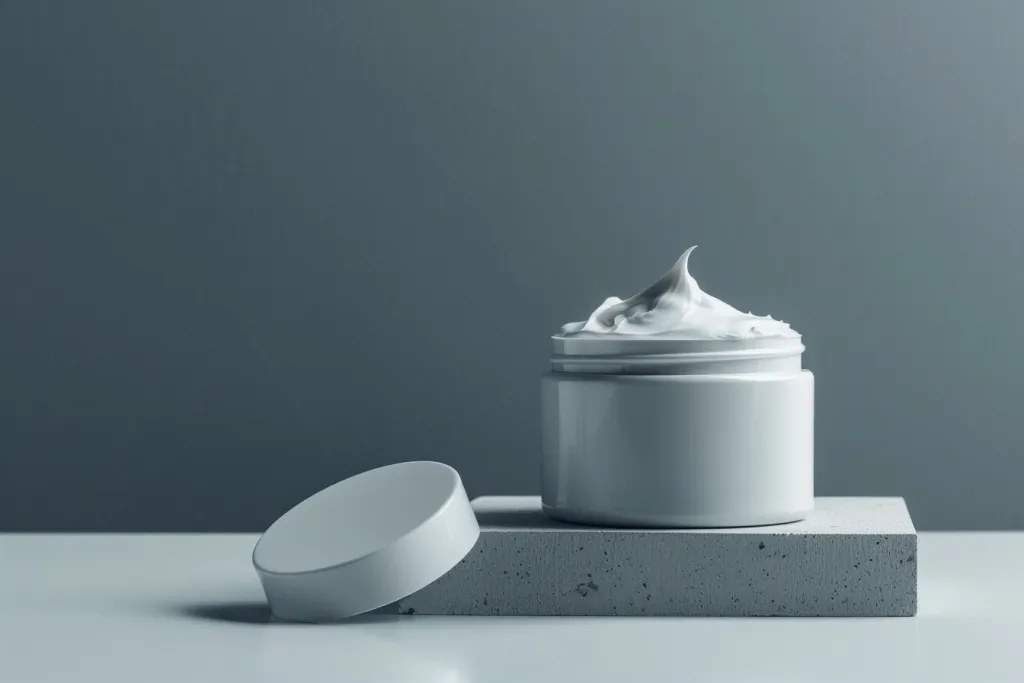 Une bouteille de crème blanche