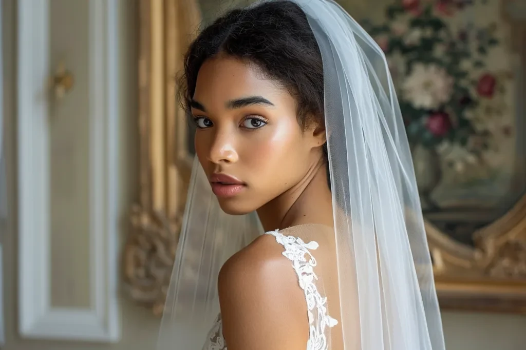 Un mannequin dans une élégante robe de mariée blanche