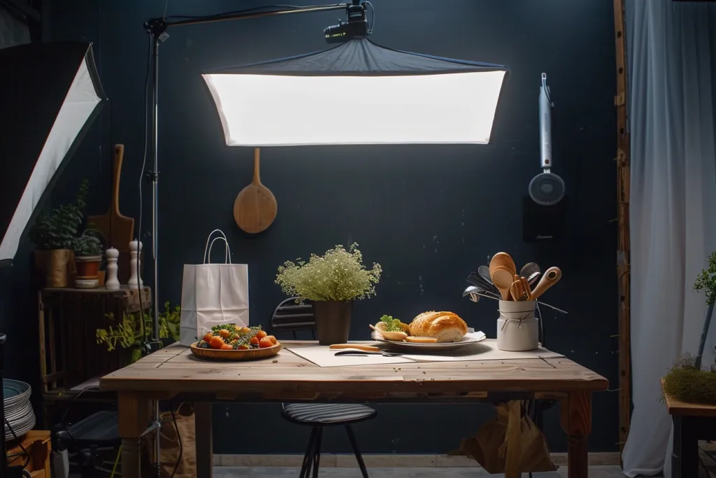 Un estudio fotográfico con iluminación suave.