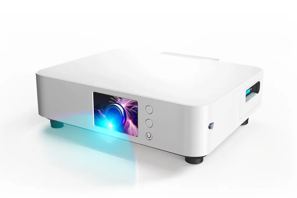 A projector with a white body