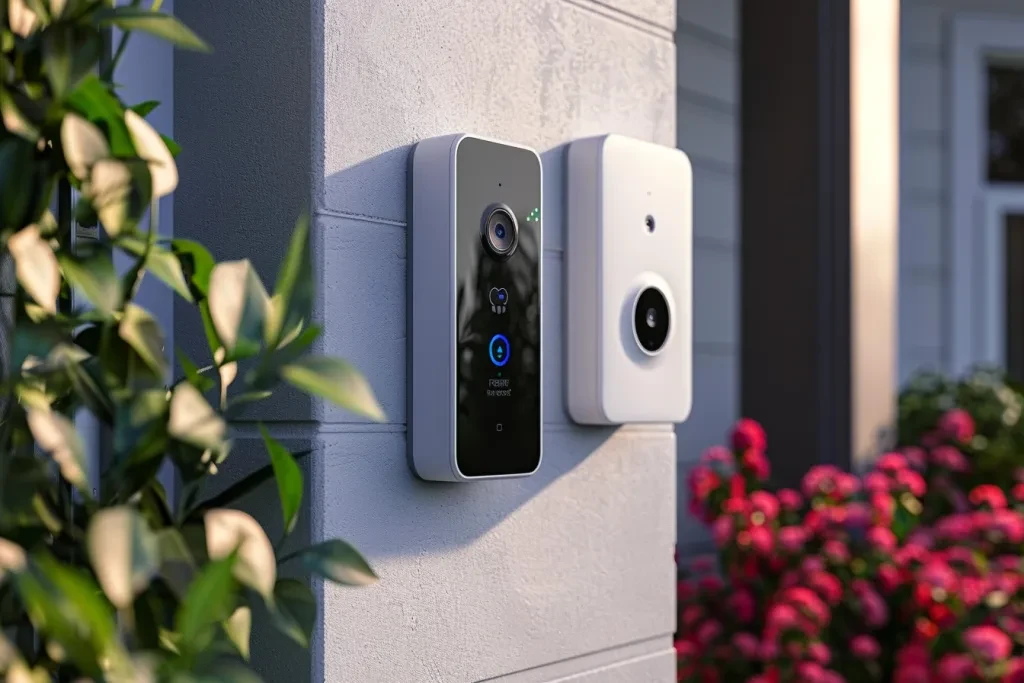 A smart doorbell camera with an alarm