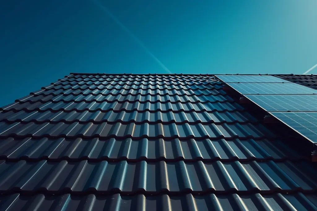 A solar panel on the roof of an home