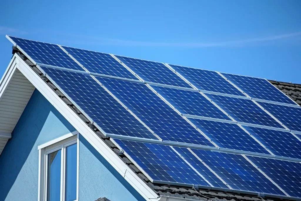 A solar panel system on the roof