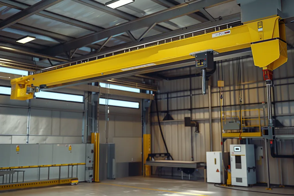 A yellow overhead crane