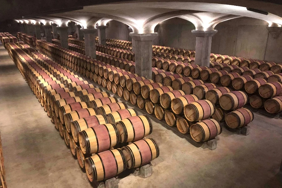 Brown Wooden Barrels in a Storage Room